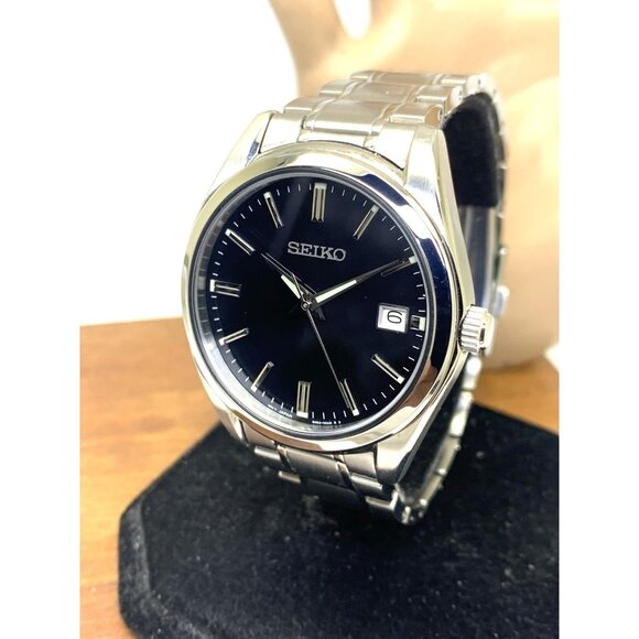 Seiko Men's Watch SUR311 Quartz Black Dial Date Silver Stainless Steel 40mm